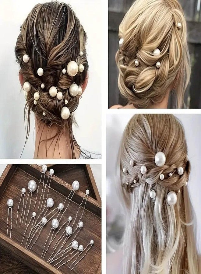 Cielasis 8Pcs Wedding Pearl Hair Pins Bridal Pearl RhinestoneHair, Bobby Hair Pins Clips for Brides Bridesmaid Gril Women (silver) - Image 4