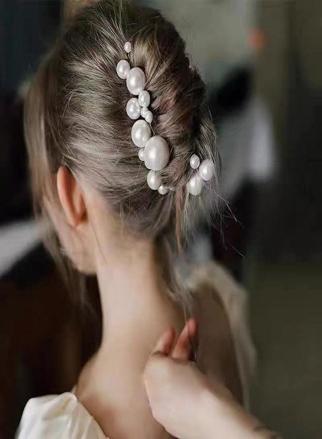 Cielasis 8Pcs Wedding Pearl Hair Pins Bridal Pearl RhinestoneHair, Bobby Hair Pins Clips for Brides Bridesmaid Gril Women (silver) - Image 5