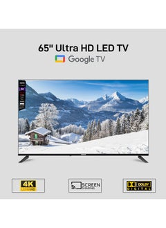 Geepas 65'' 4K UHD, Google, Smart HDMI LED TV With Bluetooth, 2 USB, 4 HDMI Connectivity, WIFI, Screen Sharing, Wall Mount Bracket, Remote Control, 16:9 Aspect Ratio, Wide Color Enhancer, WIFI