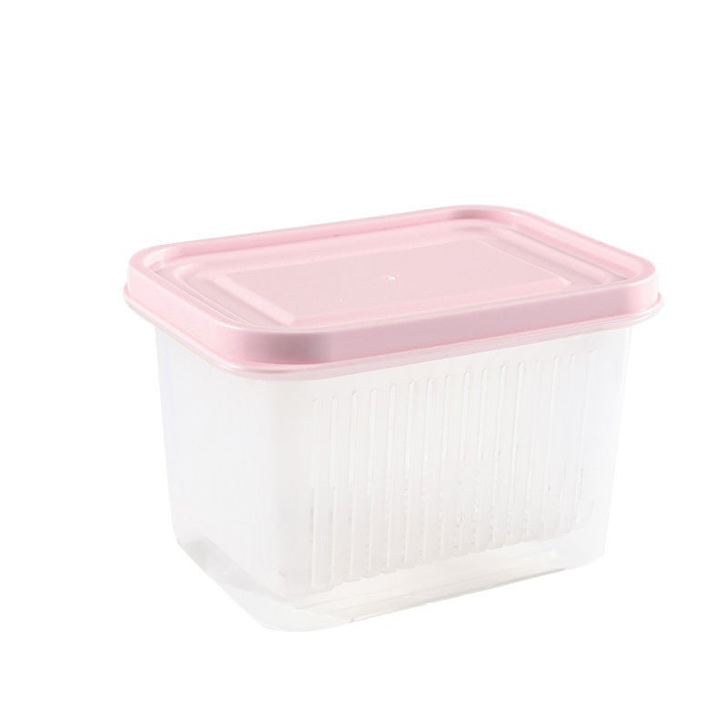 Scallion Ginger Slice Garlic Preservation Box Refrigerator Fruit and Vegetable Storage Box Kitchen with Lid Drain Storage Box Sealed Box Light pink 