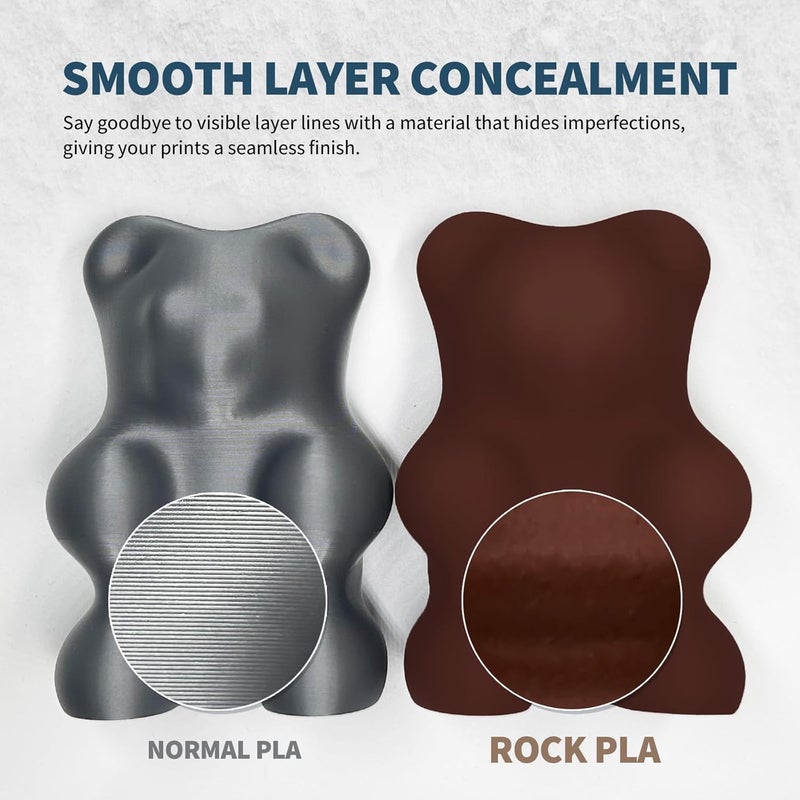 OVERTURE Rock PLA Filament 1.75mm, Wood PLA 3D Printer Filament 1kg Spool (2.2lbs), Dimensional Accuracy +/- 0.02 mm, Fit Most FDM Printer (Walnut Wood) - Image 4