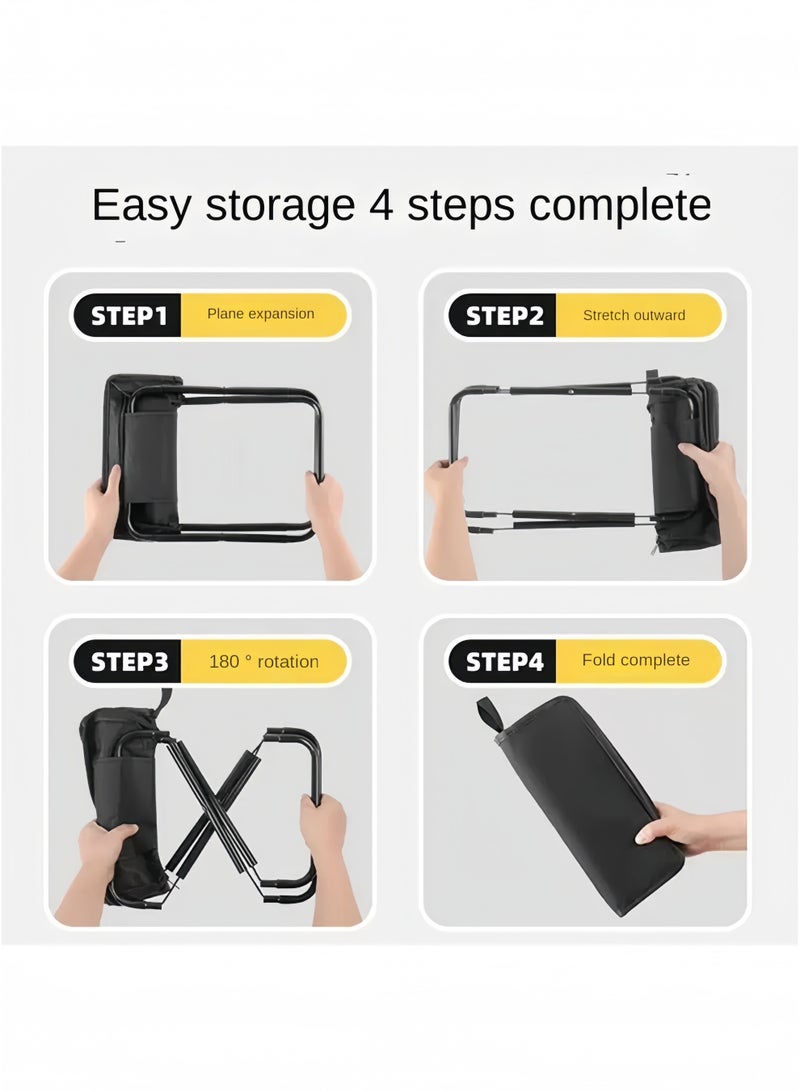 جيجيرو كرسي محمول قابل للطي من قطعتين، كرسي صغير محمول للبالغين، صيد السمك، المشي لمسافات طويلة، البستنة والشاطئ مع حقيبة حمل، يتحمل حتى 120 كجم، لون أسود - Image 4