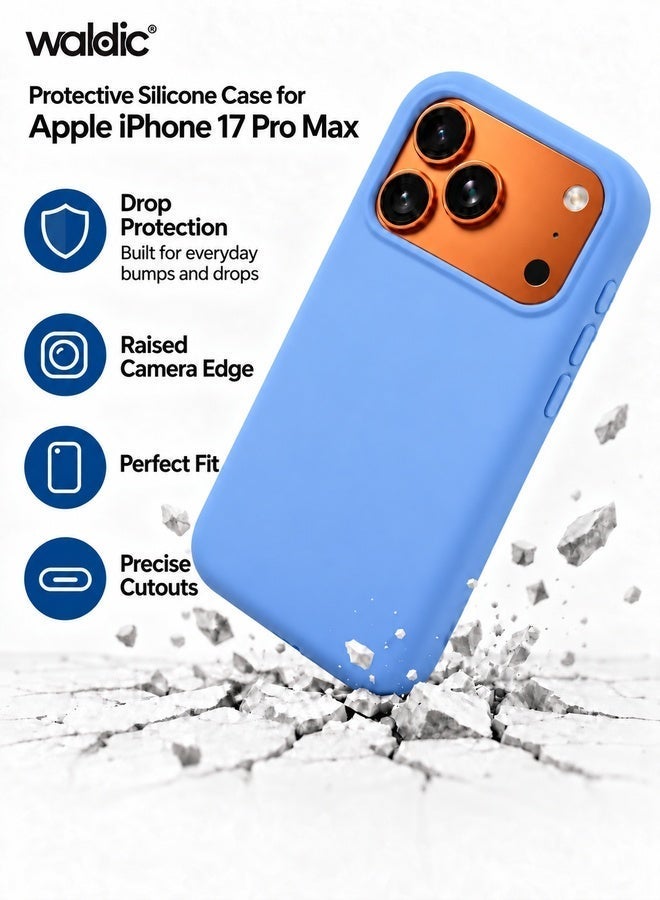 Waldic Apple iPhone 17 Pro Max Premium Silicone Case Thin Protective Back Cover with Camera and Drop Protection Winter Blue - Image 4