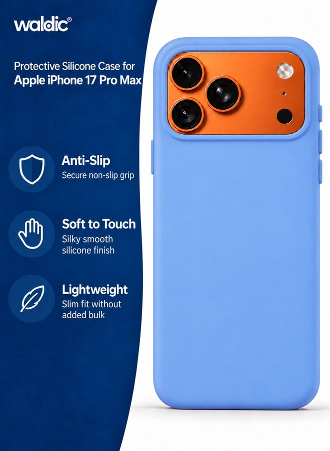 Waldic Apple iPhone 17 Pro Max Premium Silicone Case Thin Protective Back Cover with Camera and Drop Protection Winter Blue - Image 5