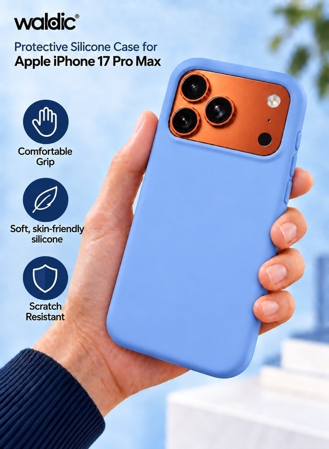 Waldic Apple iPhone 17 Pro Max Premium Silicone Case Thin Protective Back Cover with Camera and Drop Protection Winter Blue - Image 3