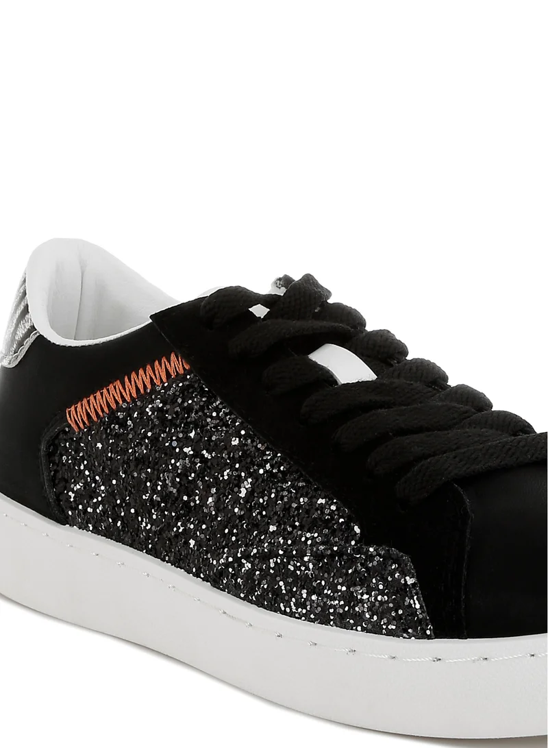 London Rag Glitter Faux Leather Sneakers in Black
