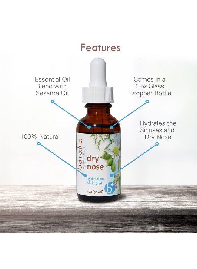 Baraka Dry Nose Nasal Moisturizer - Organic Essential Oils (Cardamom, Everlast, German & Roman Chamomile) in Sesame Oil Base - Hydrating Sinuses & Dry Nose - (1 oz Dropper Bottle) - Image 1
