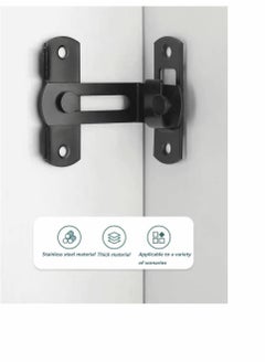 KASTWAVE Barn Door Lock with 90 Degree Stainless Steel Right Angle Buckle Gate Latch for Sliding Door Black(2 Pack)  - Image 2