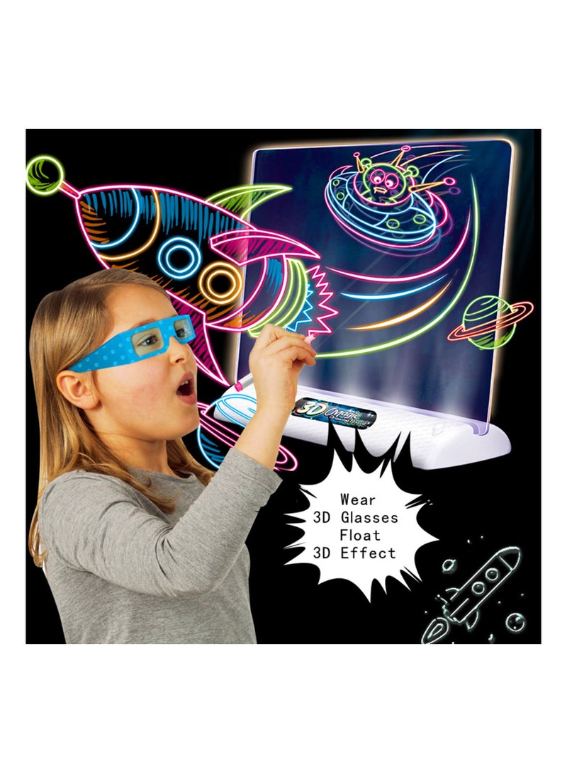 3D Drawing Tablet for Kids, Erasable LED Glow Doodle Board, Translucent Light-Up Writing Tablet, Educational Learning Toy for Boys  Girls (Battery-Free) - Image 3