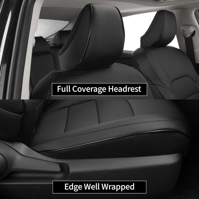 EKR Custom Fit Camry Car Seat Covers for Toyota Camry Hybrid LE, SE, SE Nightshade 2018-2024 - Full Set, Leather (Black) - Image 2