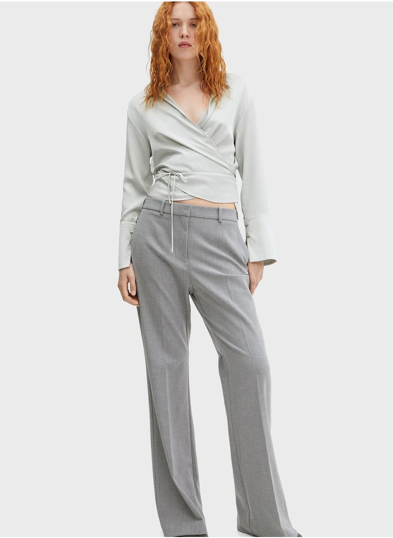 MANGO - Tie Detail Wrap Crop Top - Image 1