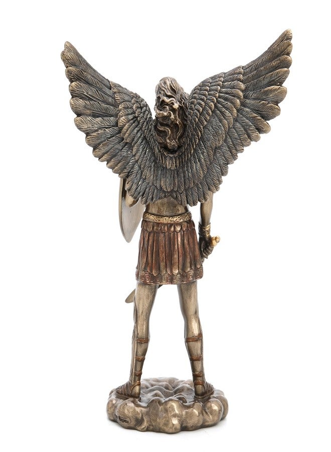 فيرونيز ديزاين تصميم فيرونيز، تمثال سيف ودرع رئيس الملائكة القديس ميخائيل، مقاس 7 3/4 بوصة، مصنوع من الراتنج، بطلاء برونزي مصبوب - Image 5