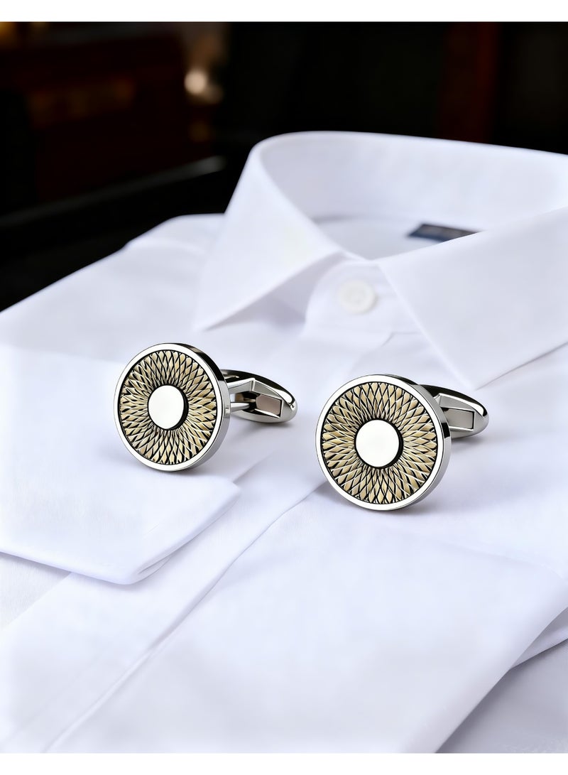 HomeNoor Classic Arc Spin Cufflinks, Elegant Formal French Cufflinks for Business, Wedding and Daily Wear, Stylish Shirt Cuff Links for Special Events, Perfect Gift Idea for Men & Women - Image 1