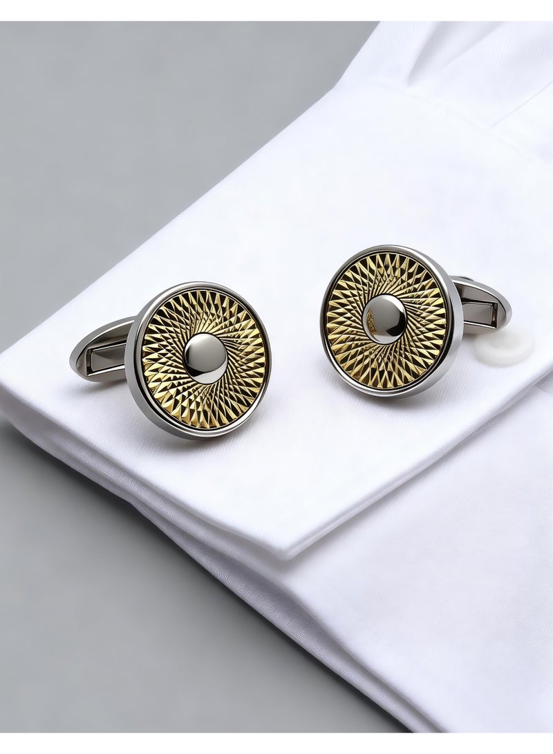 HomeNoor Classic Arc Spin Cufflinks, Elegant Formal French Cufflinks for Business, Wedding and Daily Wear, Stylish Shirt Cuff Links for Special Events, Perfect Gift Idea for Men & Women - Image 2