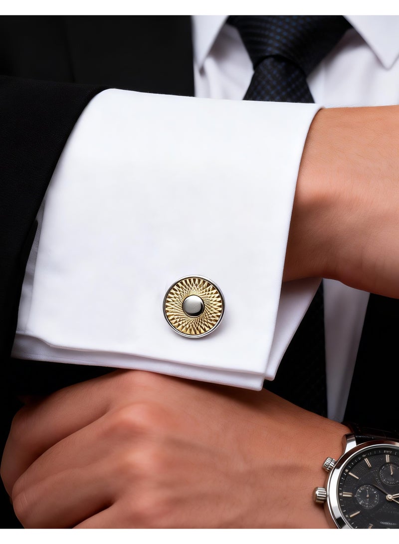 HomeNoor Classic Arc Spin Cufflinks, Elegant Formal French Cufflinks for Business, Wedding and Daily Wear, Stylish Shirt Cuff Links for Special Events, Perfect Gift Idea for Men & Women - Image 4