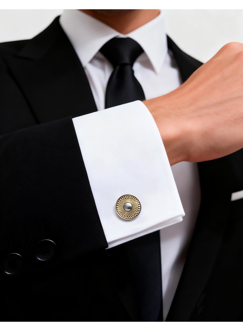 HomeNoor Classic Arc Spin Cufflinks, Elegant Formal French Cufflinks for Business, Wedding and Daily Wear, Stylish Shirt Cuff Links for Special Events, Perfect Gift Idea for Men & Women - Image 5