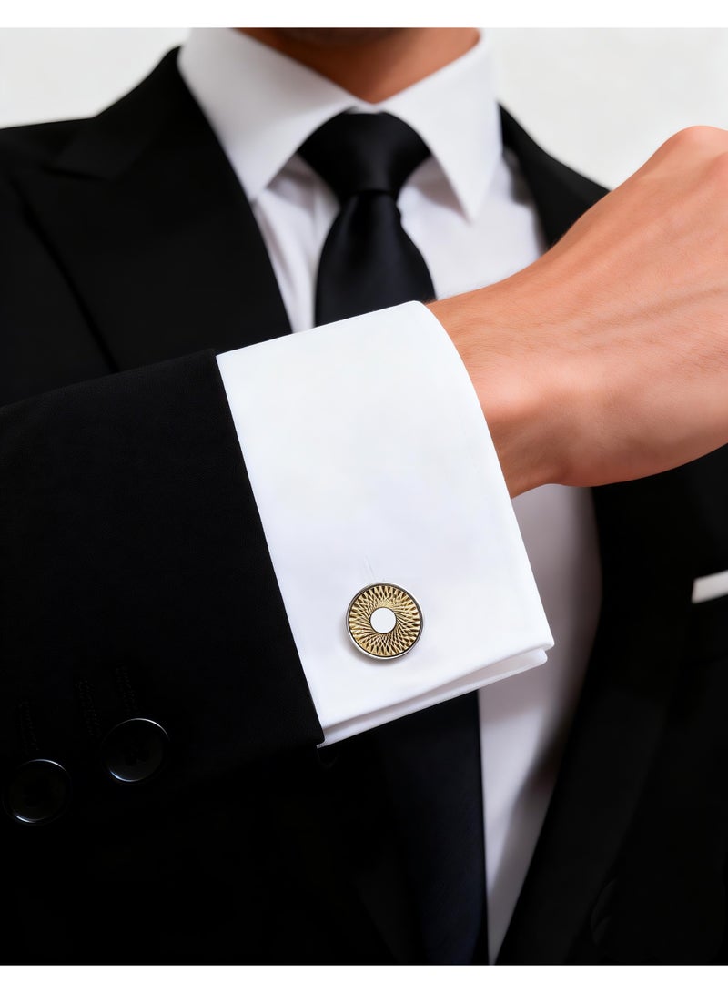HomeNoor Classic Arc Spin Cufflinks, Elegant Formal French Cufflinks for Business, Wedding and Daily Wear, Stylish Shirt Cuff Links for Special Events, Perfect Gift Idea for Men & Women - Image 4