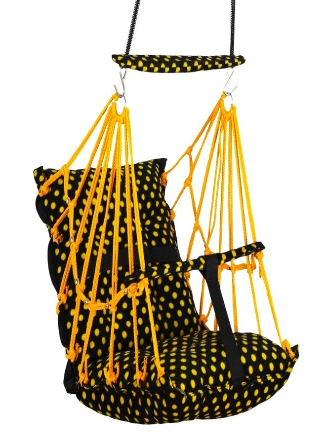 Windson Craft® Cotton Baby Swing for 1-5 Year Olds - Indoor & Outdoor Hammock Chair with Safety Belt and Cushions - Comfortable Hanging Baby Seat for Toddlers & Kids (DOTT Yellow) - Image 1