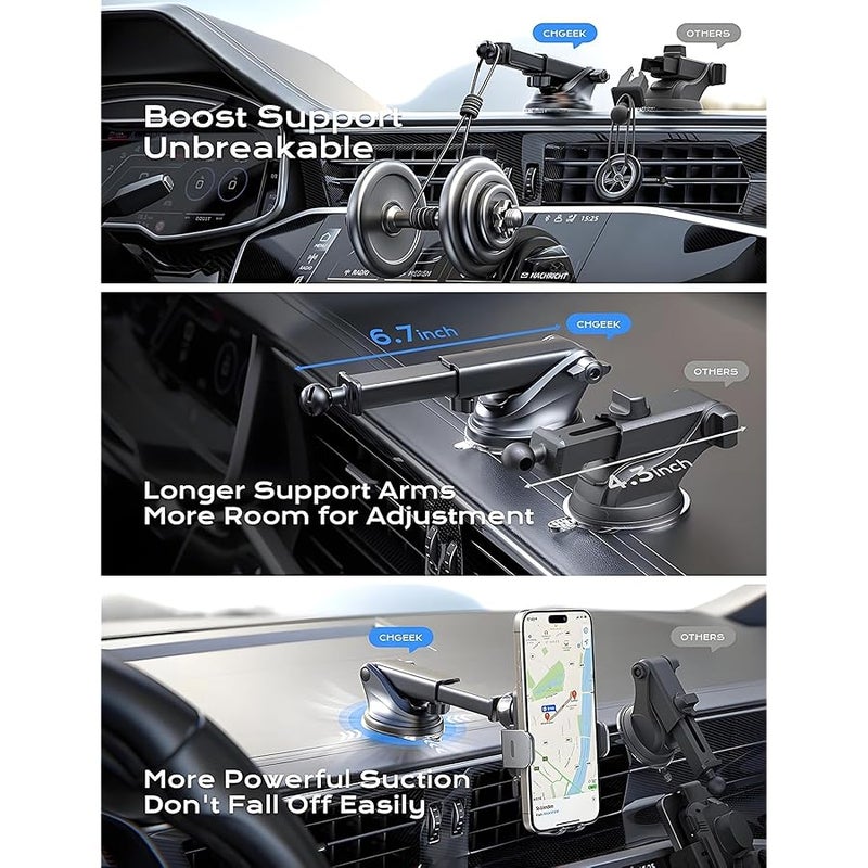 CHGeek Wireless Car Charger, 2026 Upgrade 15W Fast Charging Auto Clamping Car Phone Holder Charger, Phone Holders for car Mount, fit for iPhone 17 16 15 14 13 Mini Pro Max XR,Samsung Galaxy S26 Ultra - Image 5