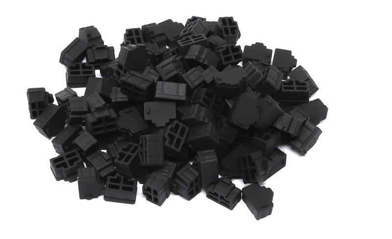 iexcell غطاء واقي مضاد للغبار من السيليكون الأسود 125 قطعة لمنافذ RJ45 الأنثوية - Image 1
