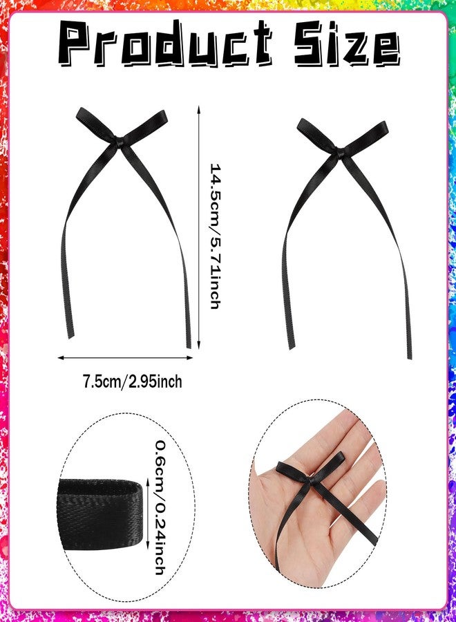 LOAVER 40 Pcs Bow Cake Toppers,Black Bowknot Ribbons Cupcake Toppers Cake Picks Decoration for Birthday Wedding Bridal Anniversary Baby Shower Coquette Party Supplies(Black) - Image 2