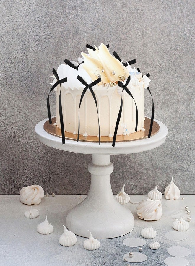 LOAVER 40 Pcs Bow Cake Toppers,Black Bowknot Ribbons Cupcake Toppers Cake Picks Decoration for Birthday Wedding Bridal Anniversary Baby Shower Coquette Party Supplies(Black) - Image 4