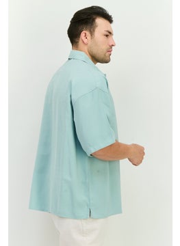 Jack Jones Men Regular Fit Solid Short Sleeves Casual Shirt, Pastel Blue  - Image 2