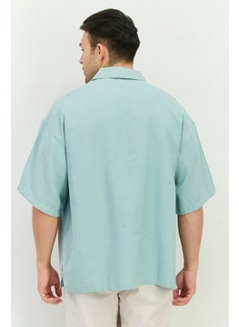 Jack Jones Men Regular Fit Solid Short Sleeves Casual Shirt, Pastel Blue  - Image 3