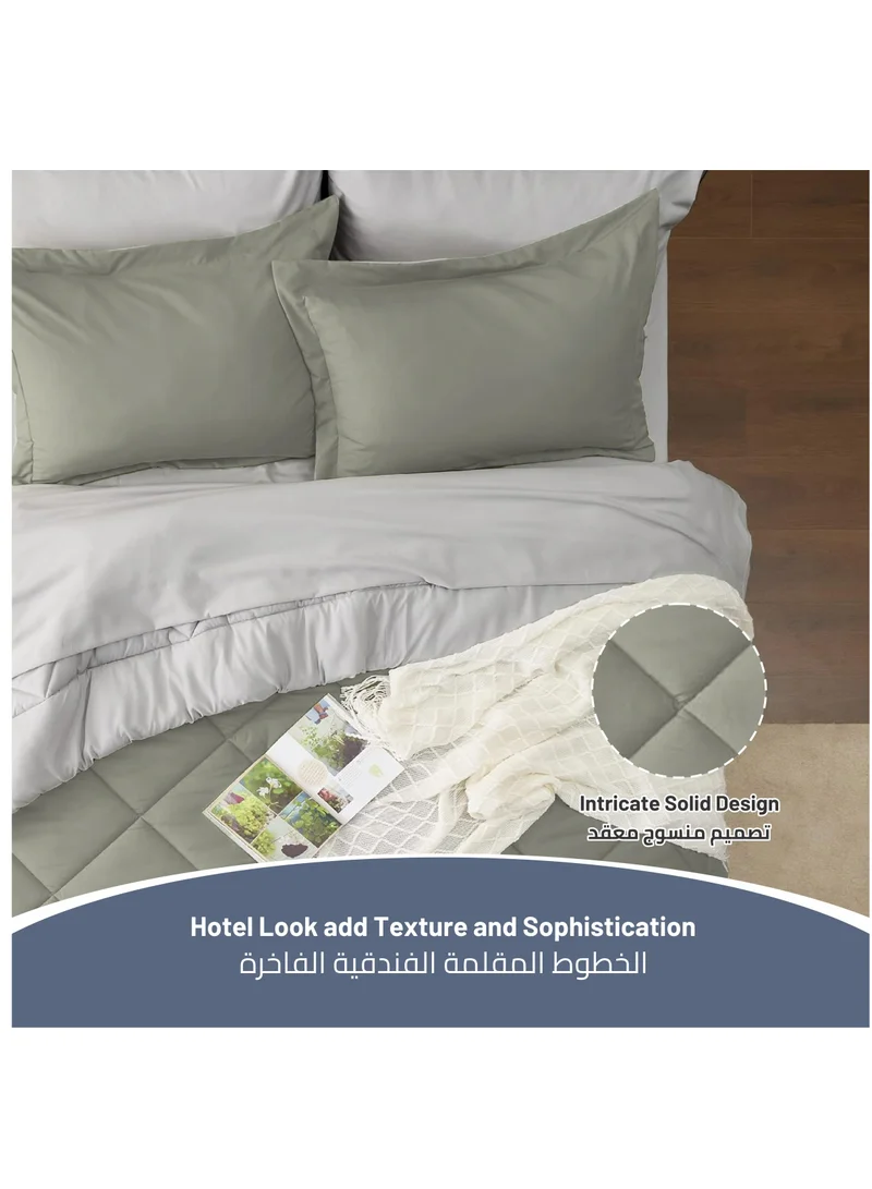 Donetella Lightweight Comforter Set 4-Pcs Single Size (120x200 Cm)Solid Bedding Comforter Sets With Plain Diamond Quilting And Down Alternative Filling,Lemon Grass