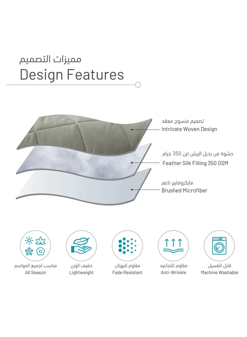Donetella Lightweight Comforter Set 4-Pcs Single Size (120x200 Cm)Solid Bedding Comforter Sets With Plain Diamond Quilting And Down Alternative Filling,Lemon Grass
