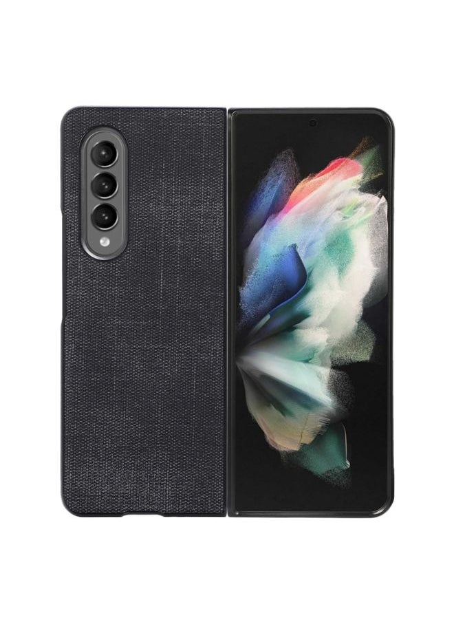 Generic Case Cover For Samsung Galaxy Z Fold3 5G Brugg Texture PU+TPU+PC Shockproof Phone Case Black 