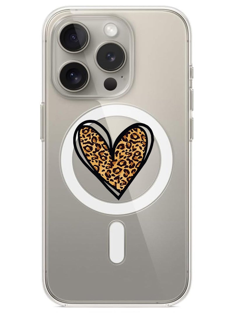 Theodor Magnetic Case for iPhone 15 Pro 6.1-inch Compatible with MagSafe Wireless Charging, Shockproof Phone Bumper Cover leopard Print copy - Image 1