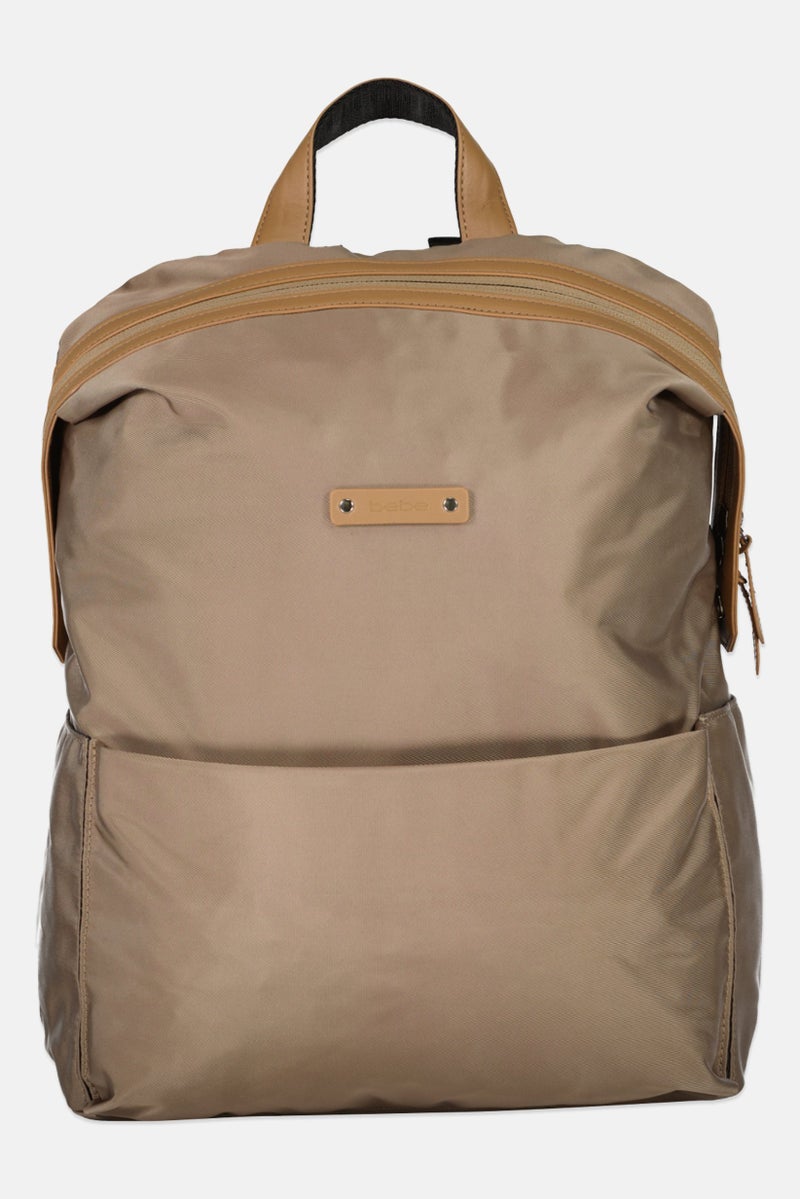 bebe Men Plain Backpack Bag 32 H x 40 L x 15 W cm, Tan - Image 1