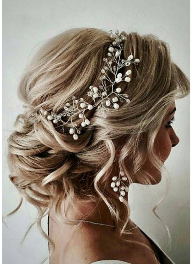 FXmimior Xmimior Bride Hair Accessories Crystal Hair Vine Earrings Sets Headband Wedding Hair Comb Evening Party Hair Piece (Silver) (Headband Only)… - Image 1