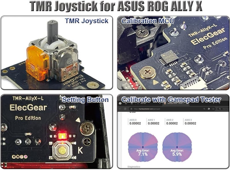 وحدة استبدال عصا التحكم TMR من لجهاز ROG Ally X، إصدار Pro، تجميع لوحة الدوائر المطبوعة مع معايرة MCU وعصا التحكم الهال TMR، جزء إصلاح لأجهزة الكمبيوتر المحمولة - (Pro) - Image 4