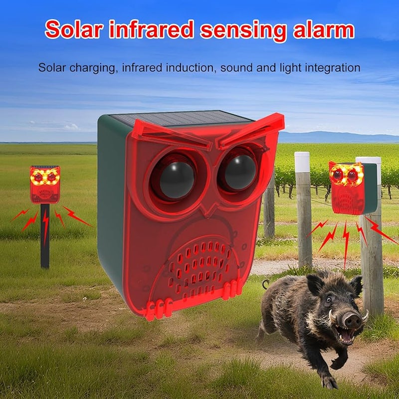 Solar Motion Sensor Alarm 129dB Loud Siren Dog Barking Gunshots Sound 4 Modes Home Security - Image 1