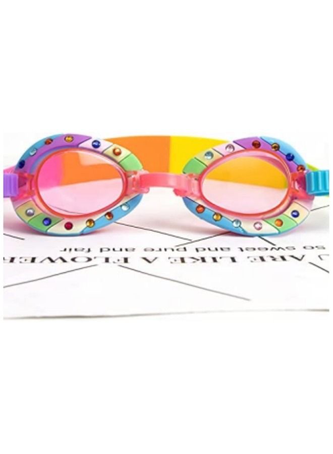 GGEROU Kids Swim Goggles, Anti Fog No Leak UV Protection Wide View Swim Goggles for Age 3-16 Boys Girls (Rainbow) - Image 1