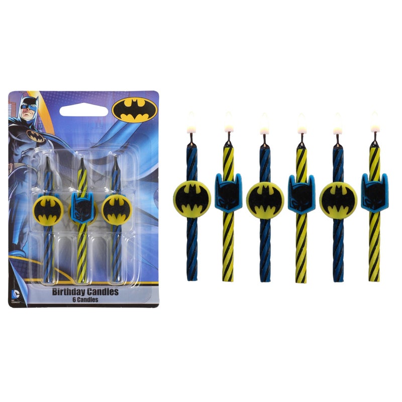 Batman Birthday Cake Candles 6 Birthday Candles for Cake Decorations Black Yellow Red Striped Candles Cake Toppers for Batman Party