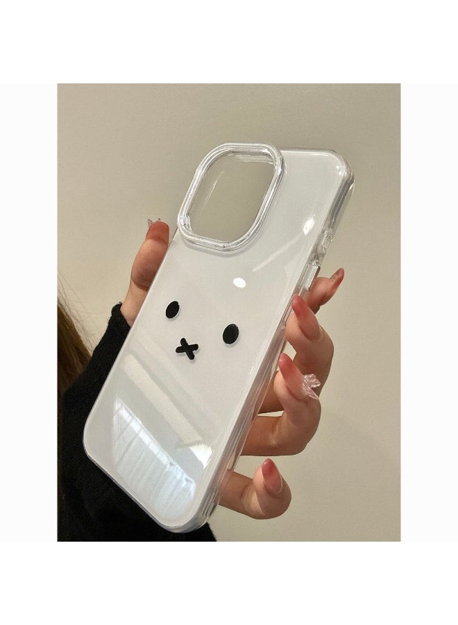 NIBEMINENT Simple Cartoon Expression Protective TPU Case Cover For iPhone 15 Plus, Miffy Rabbit