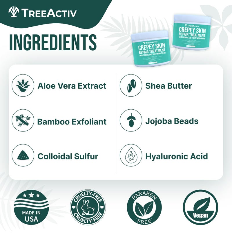 TreeActiv كريم ترميم البشرة المتجعدة من تري أكتيف، عبوة من 2، كريم شد للوجه والرقبة، لوشن لتقوية وشد البشرة مع حمض الهيالورونيك، مصمم لترطيب المناطق الجافة والمتجعدة، 1000+ استخدامات - Image 5