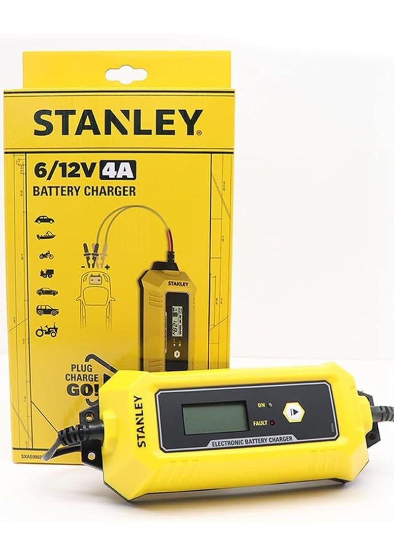 Stanley Stanley Automatic 8 Stage 12V/4A Car Battery Charger & Maintainer for All Types of 6-12V Lead Acid Batteries - SXAE00025GB  - Image 1