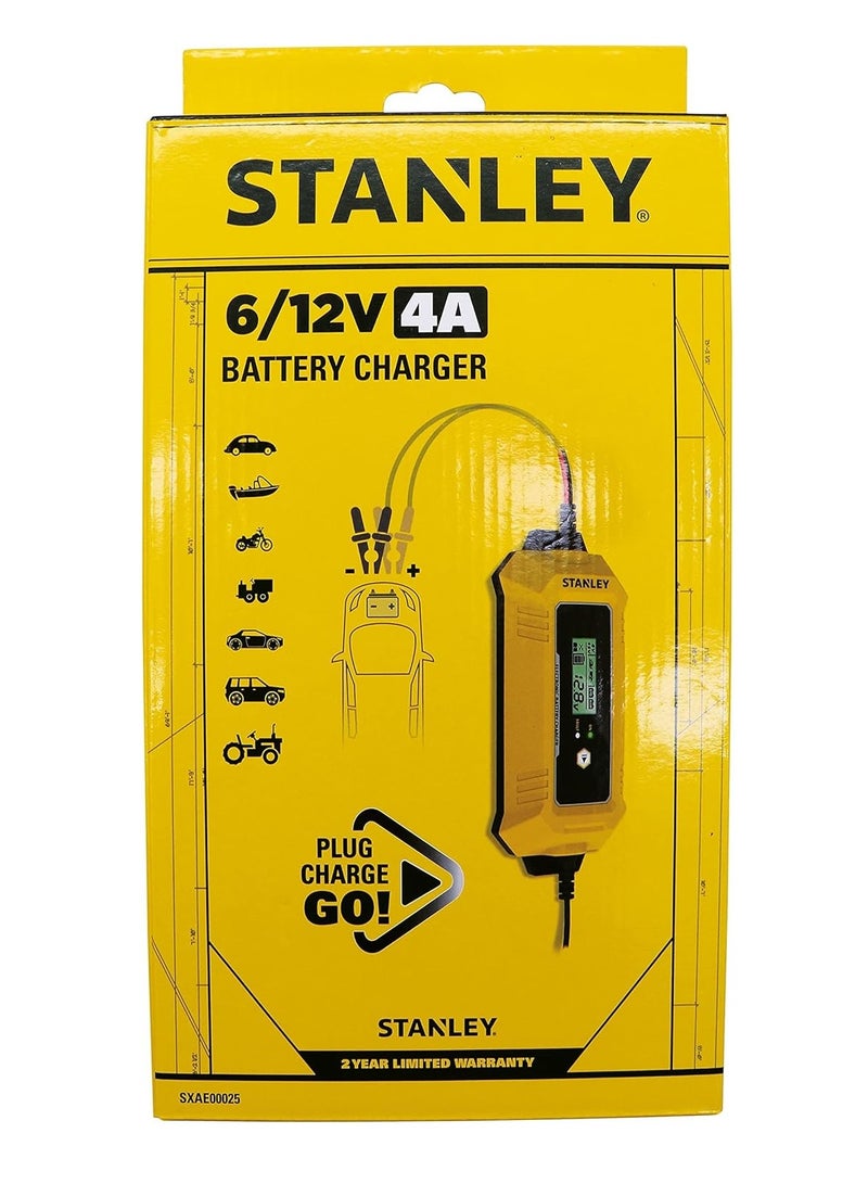Stanley Stanley Automatic 8 Stage 12V/4A Car Battery Charger & Maintainer for All Types of 6-12V Lead Acid Batteries - SXAE00025GB  - Image 2