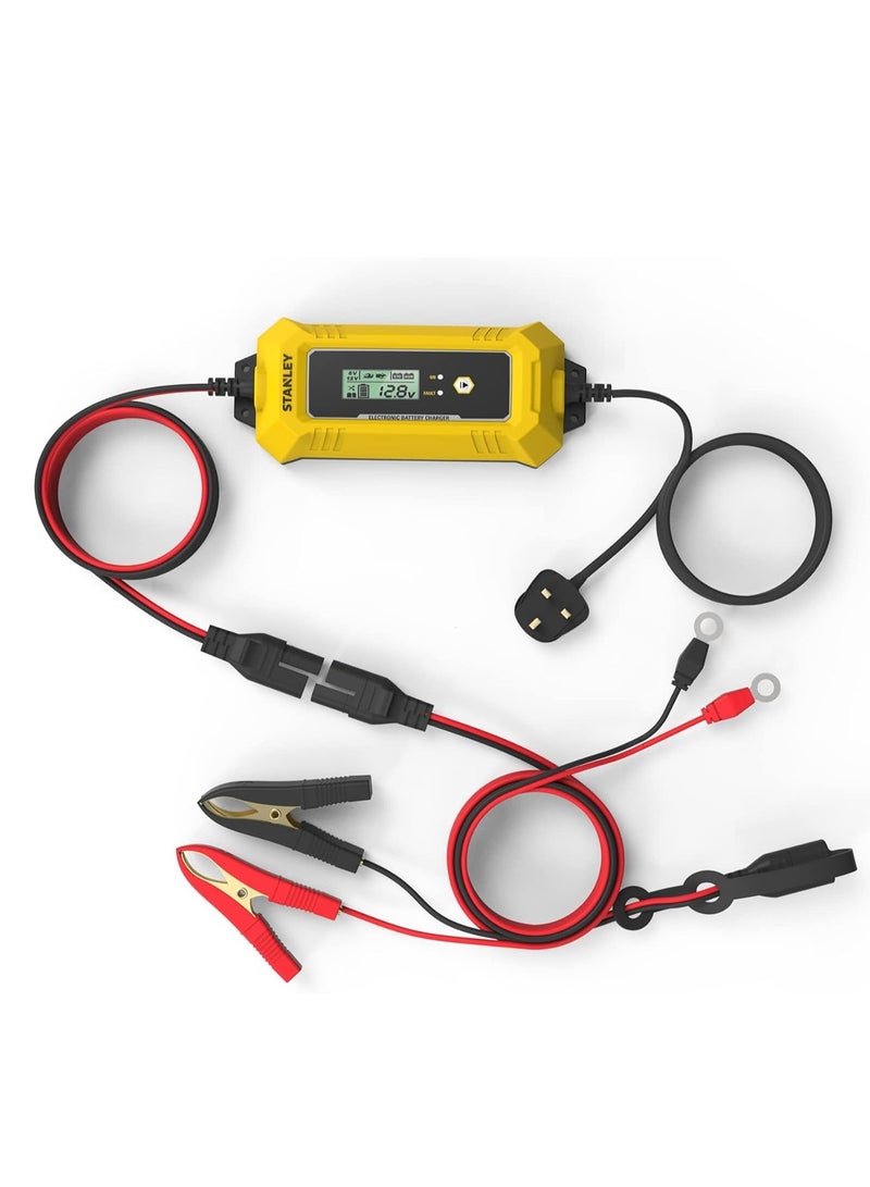 Stanley Stanley Automatic 8 Stage 12V/4A Car Battery Charger & Maintainer for All Types of 6-12V Lead Acid Batteries - SXAE00025GB  - Image 4
