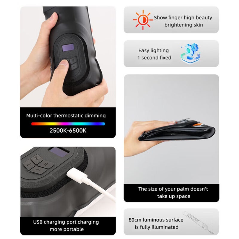 مصباح فيديو قابل للانتفاخ باللون RGB APARO H-20C 20 واط — عصي ضوئية LED شريطية من عمود هوائي محمولة اليد، قابل للتوهج من 2500 كلفن إلى 6500 كلفن، مع 20 تأثيرًا إضاءيًا مشهديًا، وبطارعة مدمجة، وامتصاص مغناطيسي، لتصوير المنتجات والصور الشخصية - Image 3