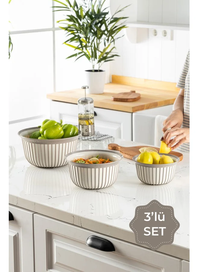 فينيف 3-Piece Linea Bowl Set Beige 1x(1, 2, 3 Liters)
