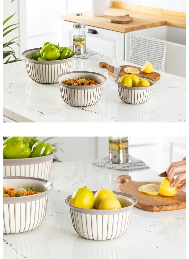 فينيف 3-Piece Linea Bowl Set Beige 1x(1, 2, 3 Liters)
