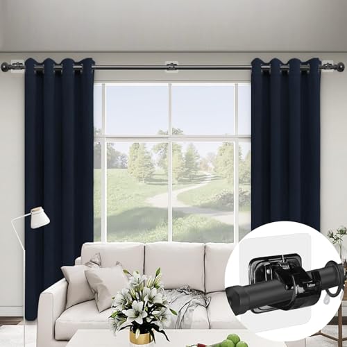 ELMVIA Self Adhesive Wall Hooks Hanger Hook for Bathroom & Kitchen Multi-Purpose Use Heavy Duty Waterproof and Rustproof Upto10KG (Black Curtain Rod Holder, 2PCS) - Image 3
