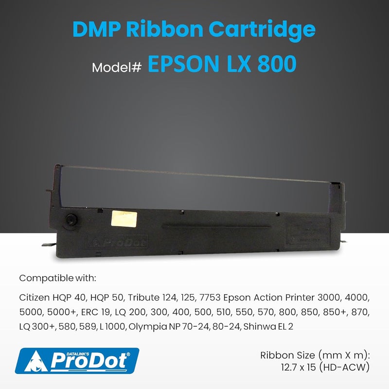 ProDot Dot Matrix Ribbon Cartridge Compatible with Citizen HQP 40, HQP 50, Tribute 124, 7753 Epson Action Printer 3000, 5000+, ERC 19, LQ 200, 850+ LQ 300+, 580, L 1000 (Pack of 1) - Image 2