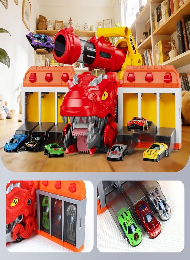 BYFWH Dinosaur Transport Truck Toy for Kids 3-12, Eejection & Shooting Truck Toys with 10 Race Cars, Transforming Dino Truck Set with 12 EVA Soft Ball, Toddler Birthday Gift Toys for Boys Girls - Image 4