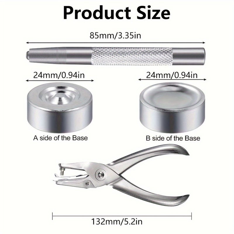 204Pcs Silver Stainless Steel Snap Fastener Kit With Fixing Tool For DIY Leather Clothing Repair - Image 2